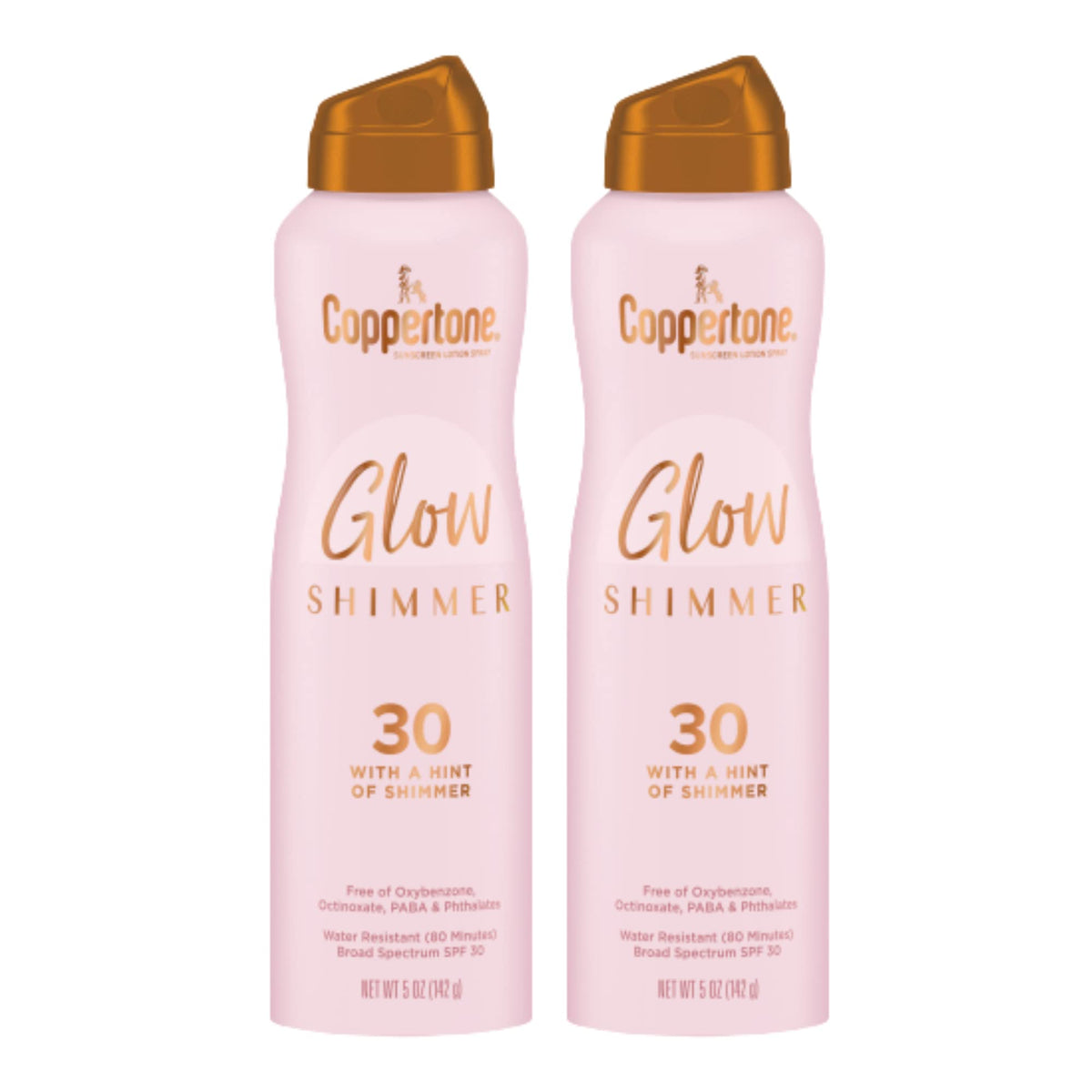 Coppertone Glow Shimmer Spray Sunscreen Spf 30, 5 Oz, Pack Of 2 - Pink