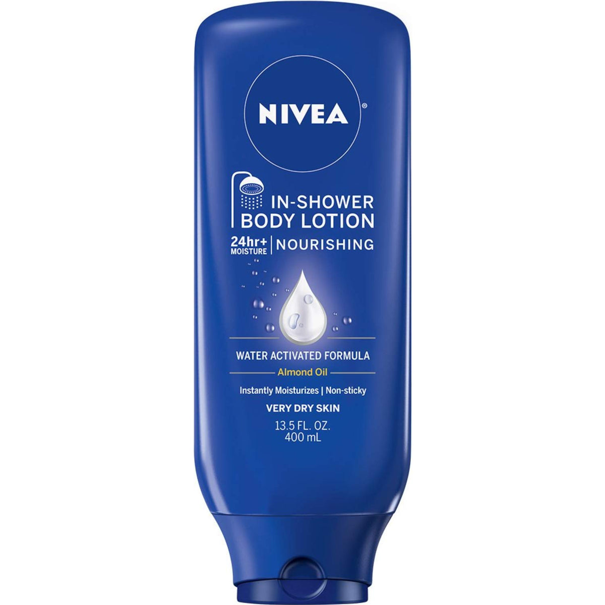 Nivea In-Shower Body Lotion, Nourishing, 13.5 Oz, Pack Of 2, Dark Blue Packaging