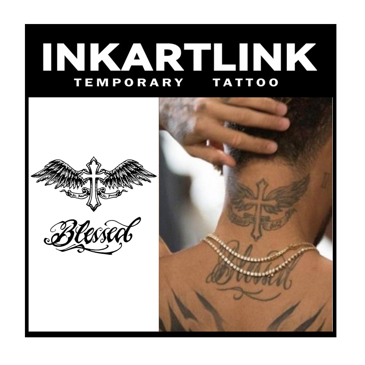 Inkartlink Extra-Large Semi Permanent Tattoo Sheets, Waterproof Adult Designs, Lasts 1-2 Weeks