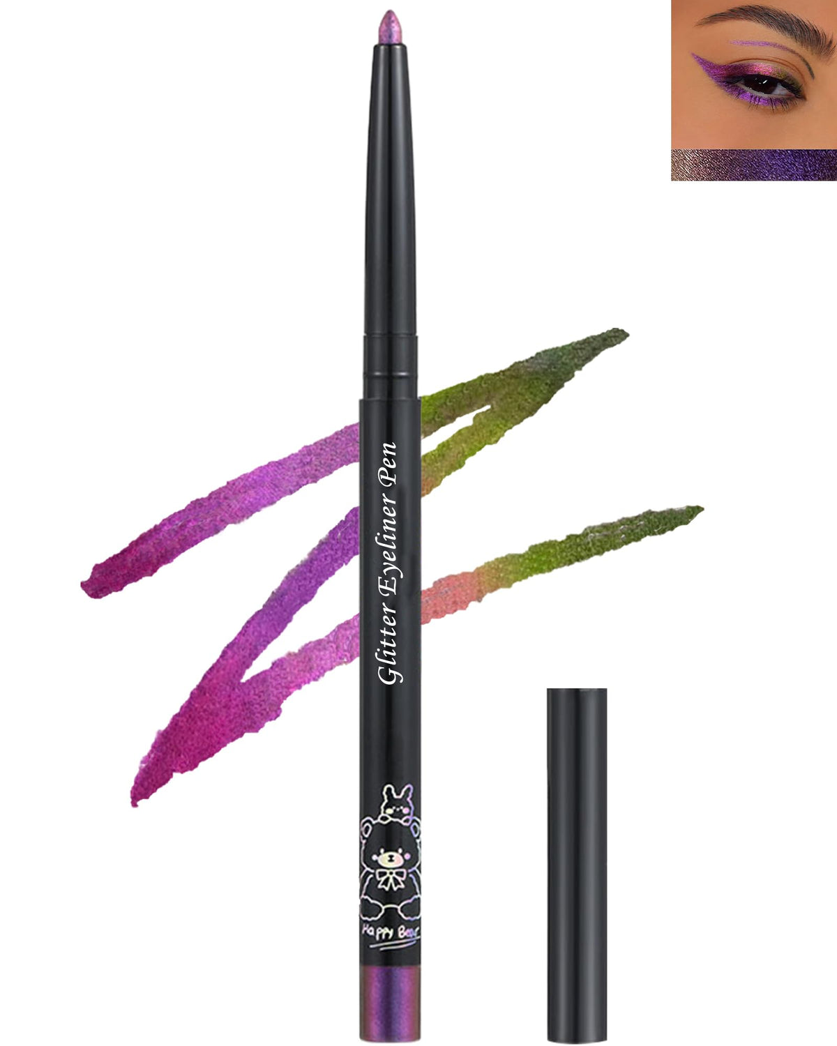 Lysdefeu Chameleon Glitter Eyeliner Gel Pencil - Waterproof Metallic Purple Green, 1 Count