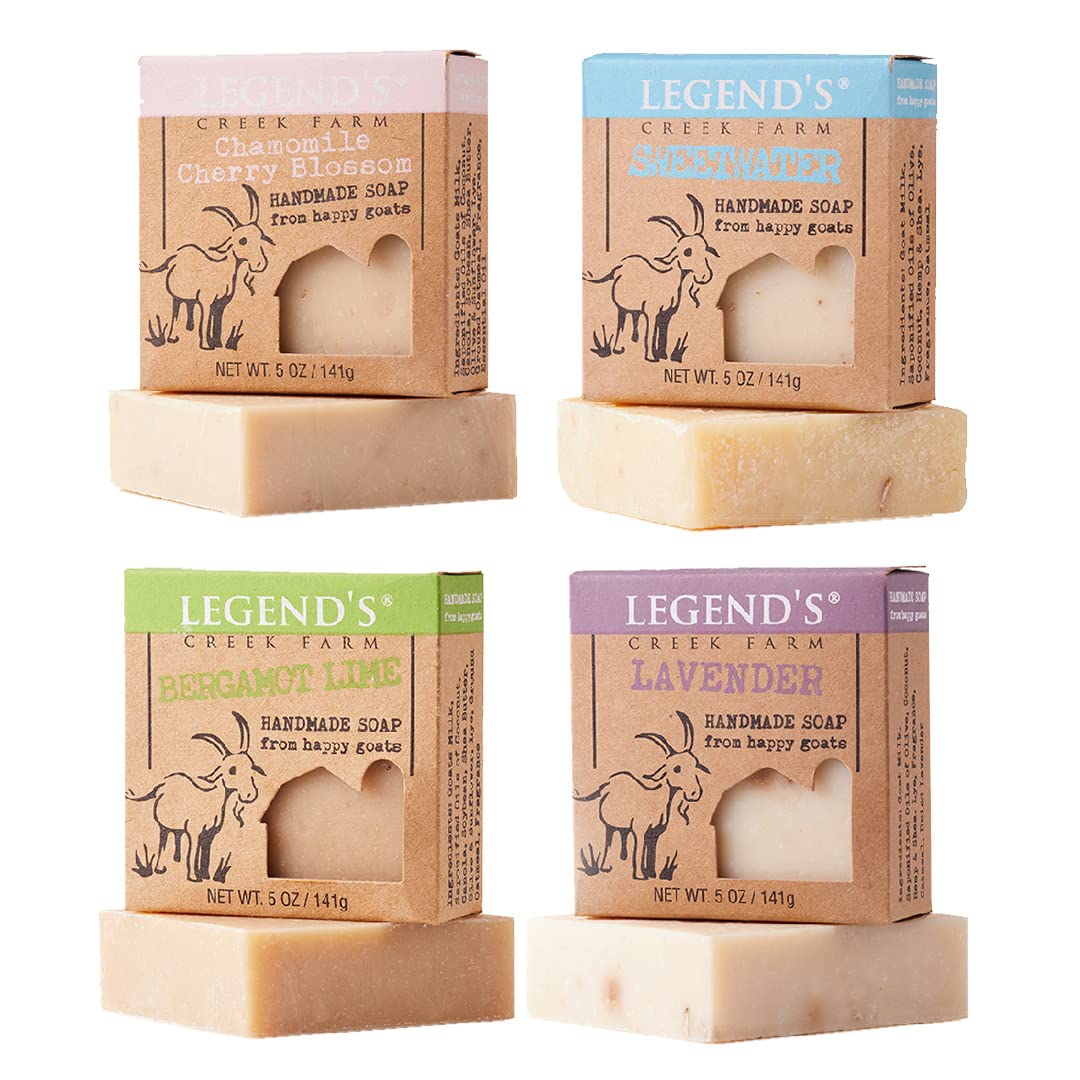 Legend'S Creek Goat Milk Soap 4-Pack - Moisturizing, Handmade Cleansing Bar For Sensitive Skin