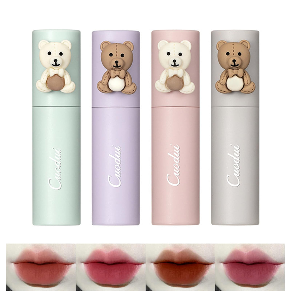 Bekoeen 4Pcs Waterproof Velvet Lipstick Set - Long Lasting, Non Stick, Moisturizing - Milk Tea Peach