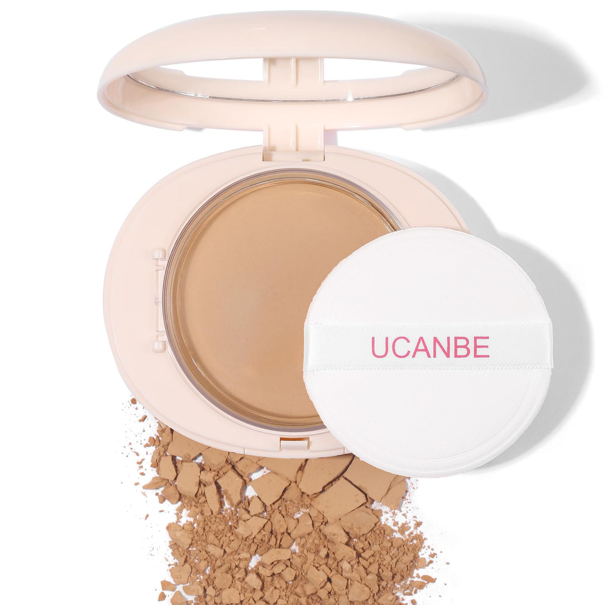 Ucanbe 2-In-1 Pressed Face Powder & Foundation, Matte Waterproof Setting Powder, 03 Natural