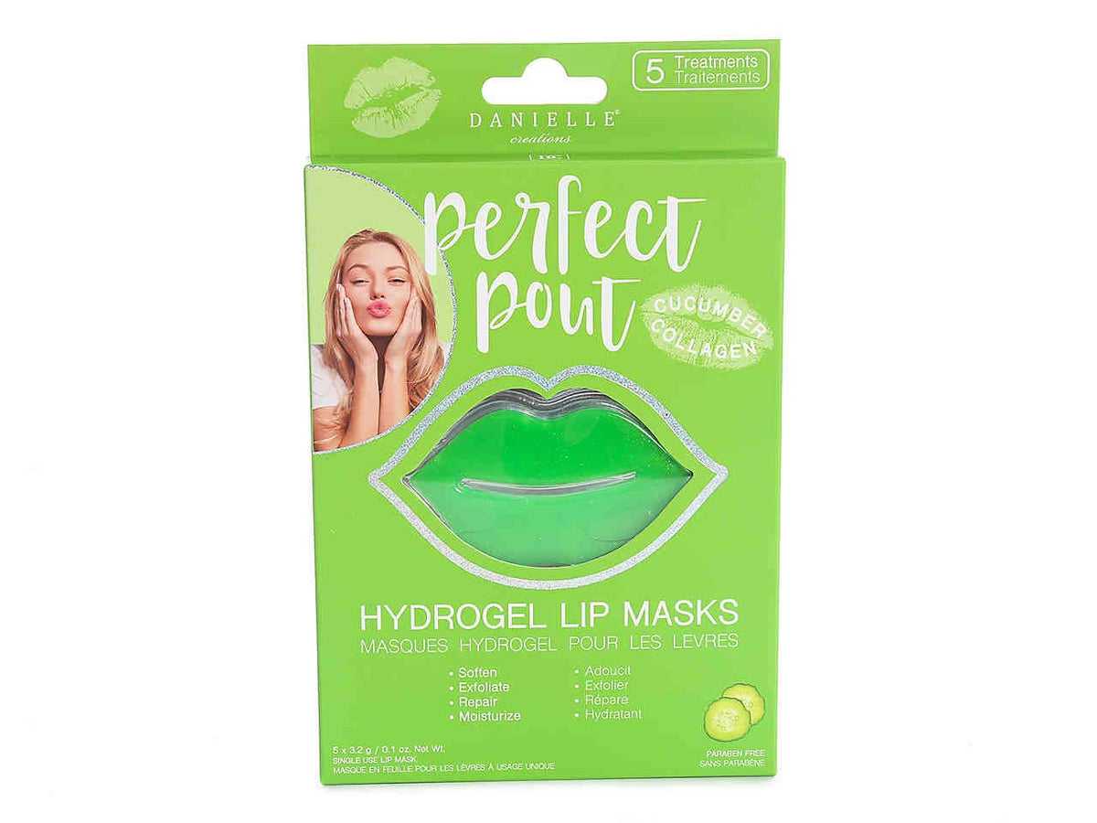 Danielle Creations Hydrogel Lip Masks - Cucumber Collagen, 5 Treatments For Perfect Pout