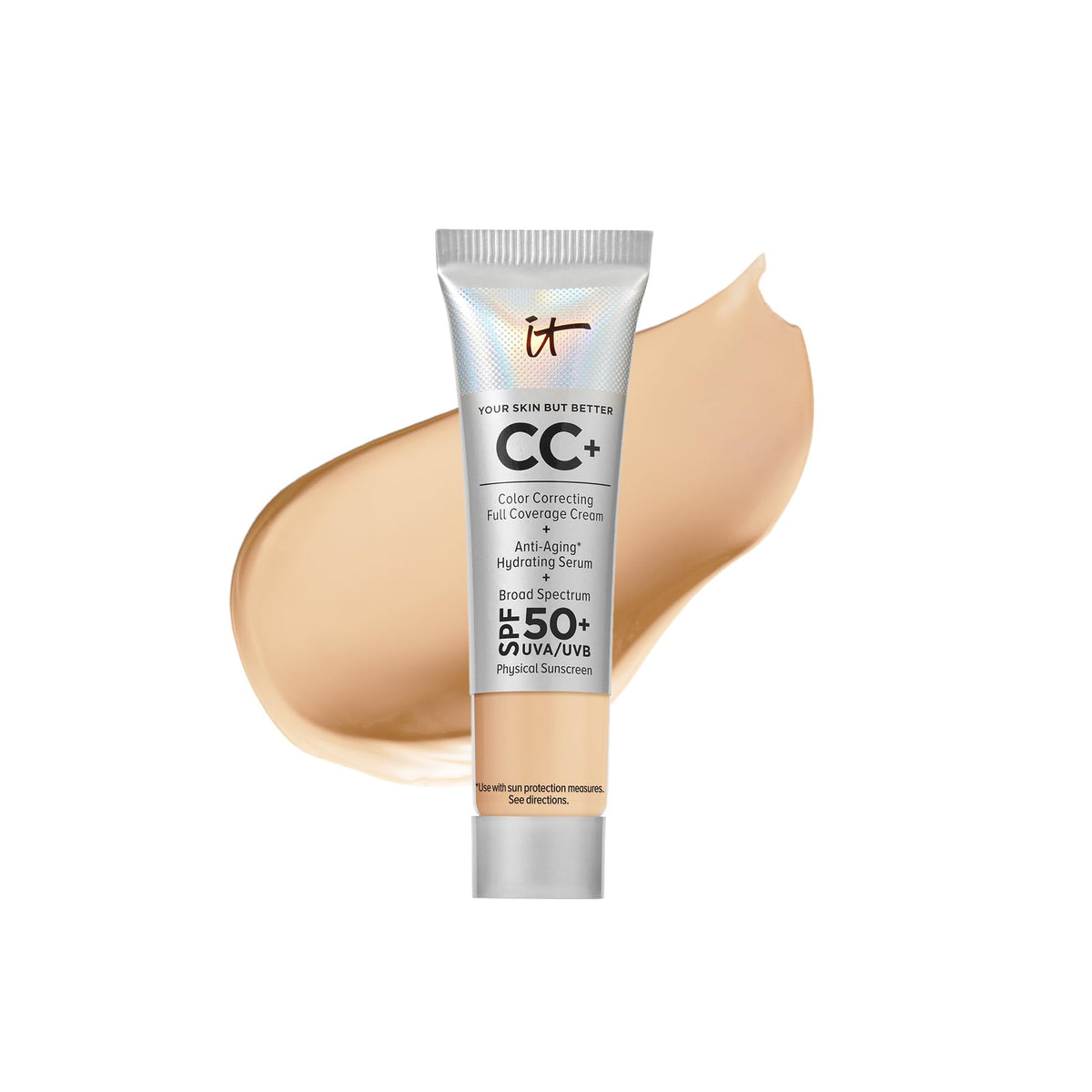 It Cosmetics Cc+ Cream Travel Size, Medium - Full-Coverage Foundation & Spf 50+ - 0.41 Fl Oz