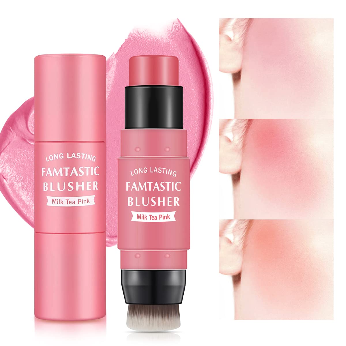 Lokfar Cream Blush Stick - 2 In 1 Waterproof Cheek, Lip & Eye Tint - #01 Cherry Pink, 