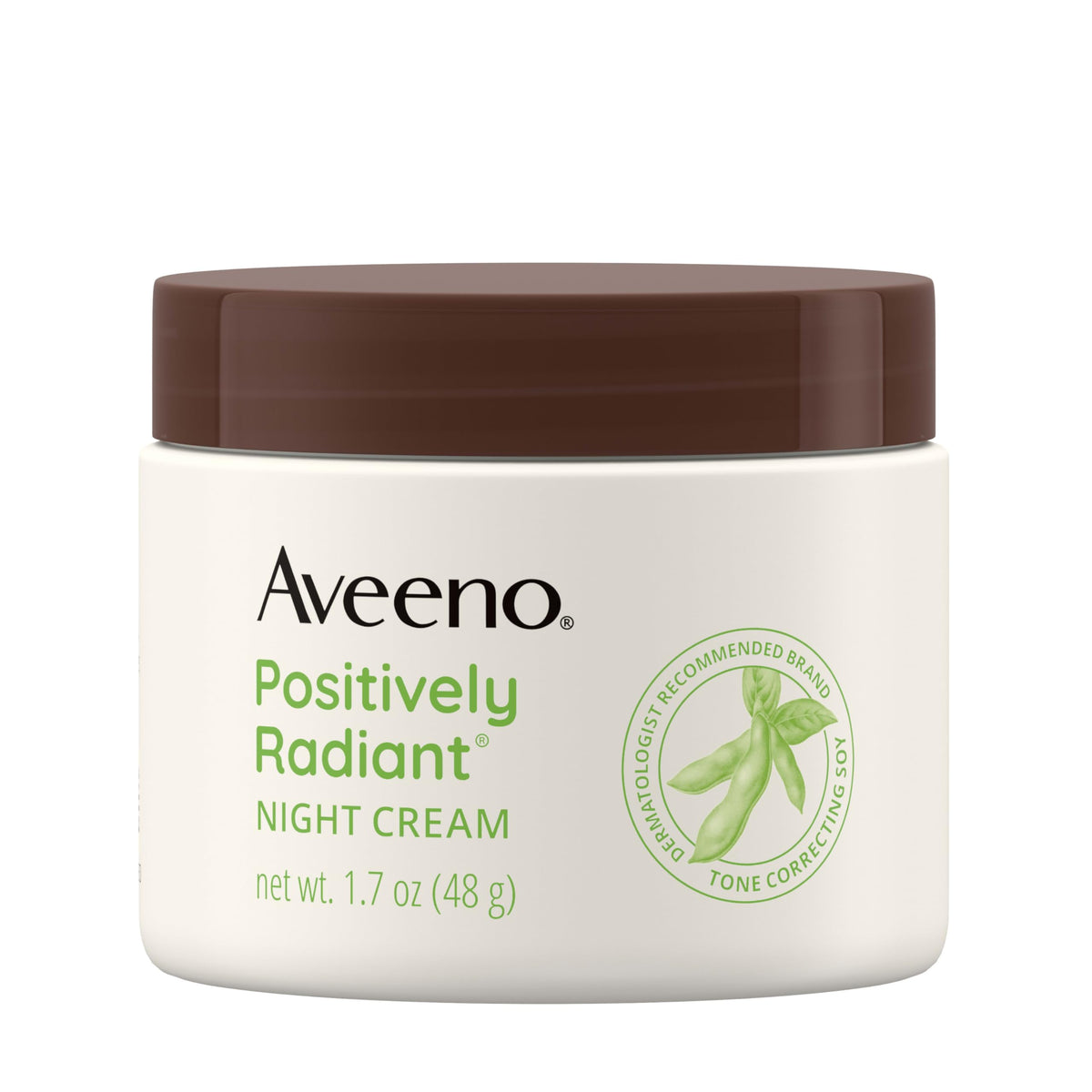 Aveeno Radiant Night Cream With Soy & Niacinamide, Evens Skin Tone, 1.7 Oz