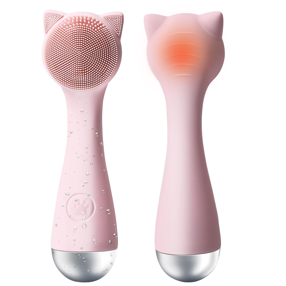 Feoflen Pink Silicone Facial Cleansing Brush, Waterproof Electric Exfoliator With 3 Speeds