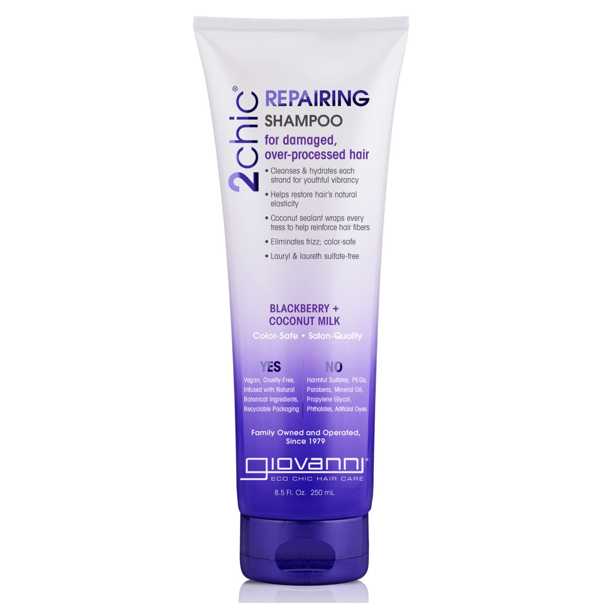 Giovanni 2Chic Ultra-Repairing Shampoo Set - For Damaged Hair, Blackberry & Coconut, 8.