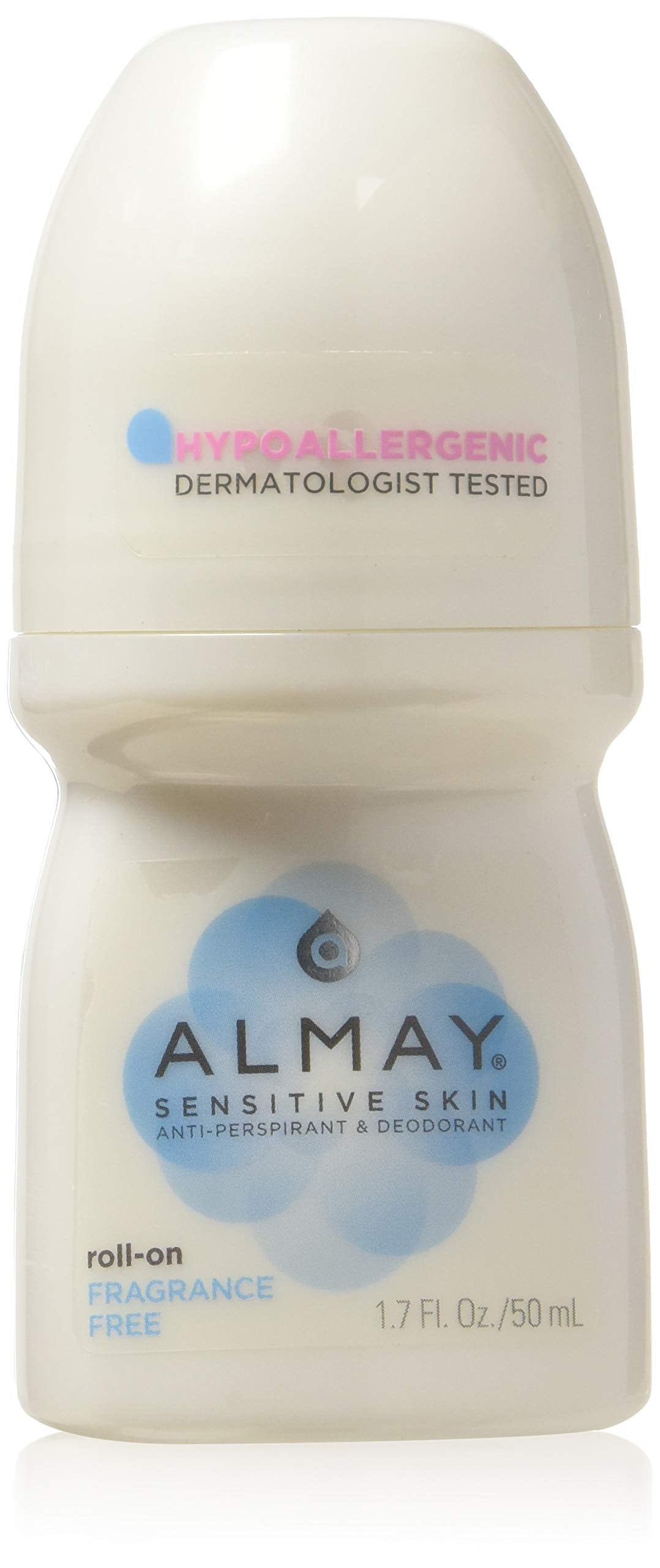 Almay Anti-Perspirant & Deodorant, Sensitive Skin, Fragrance-Free, Roll-On, 1.7 Fl Oz