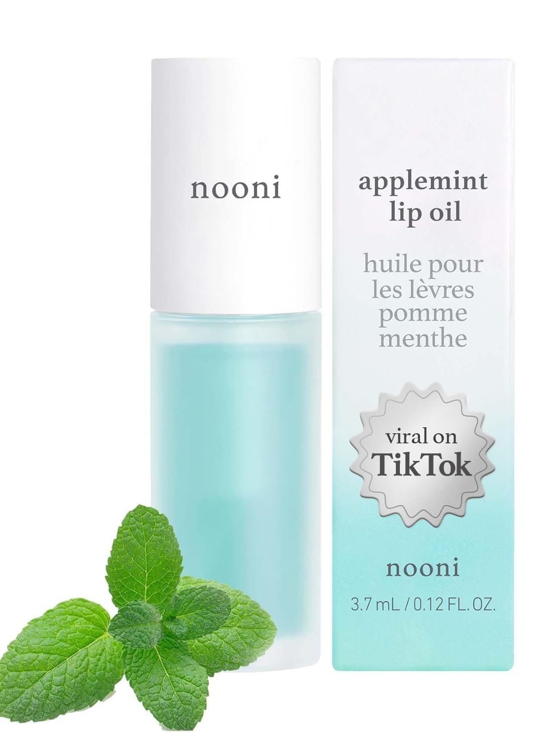 Nooni Korean Vegan Lip Oil - Applemint | Long-Lasting, Moisturizing Lip Stain, 0.12