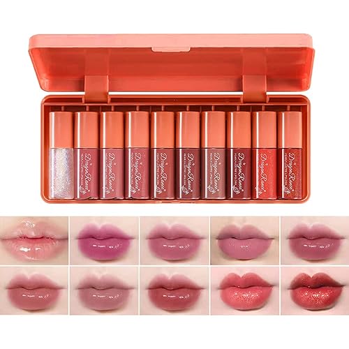 Charm Kiss 10 Colors Lip Stain Tint Set - Moisturizing, Waterproof, High Pigment Lip & Cheek Tint