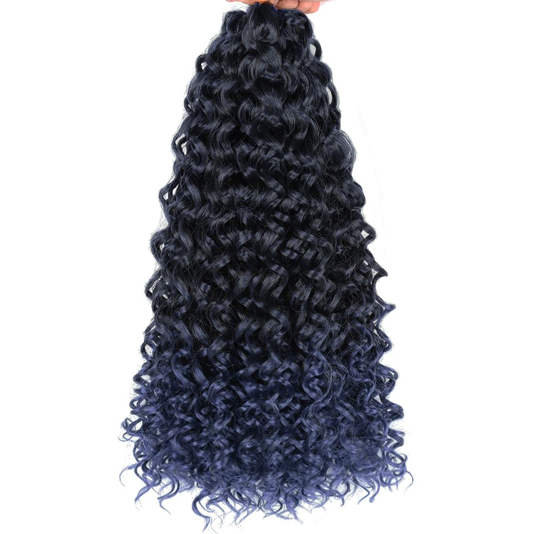 Elaogi Gogo Curl 12&quot; Crochet Hair, 6 Packs Water Wave, 1B/Dark Blue Synthetic Braiding Hair