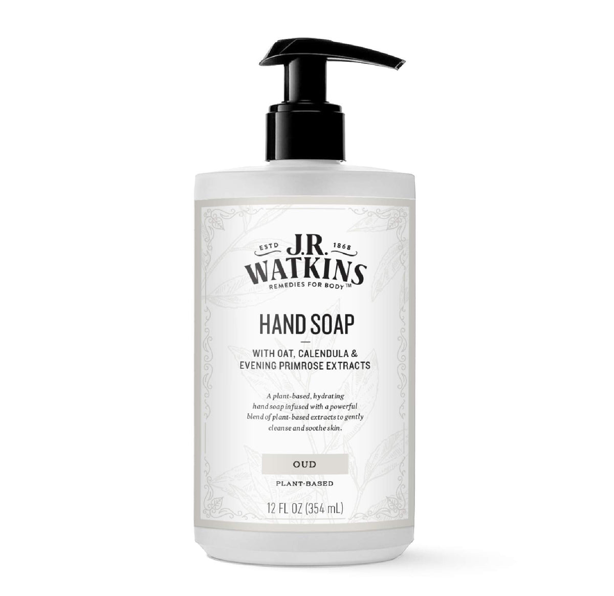 J.R. Watkins Oud Moisturizing Gel Hand Soap, Plant-Based, 12 Oz Pump - Gentle Cleanser