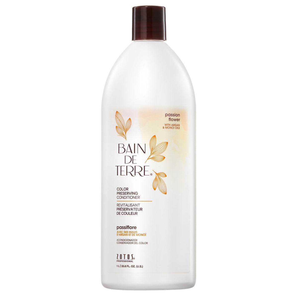 Bain De Terre Passion Flower Conditioner, 33.8 Oz - Color Protection & Hydration, Vegan, Paraben-Free