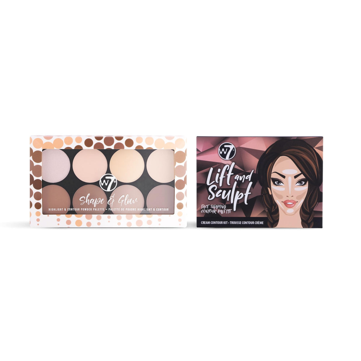 W7 Lift & Sculpt Set - 2 Full-Size Face Palettes, Cream Contour & Powder Duo