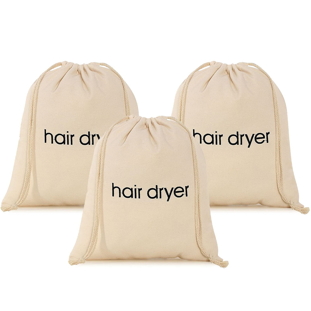 Erkxd Hair Dryer Bags - 3 Pcs White Drawstring Travel & Bathroom Storage Container