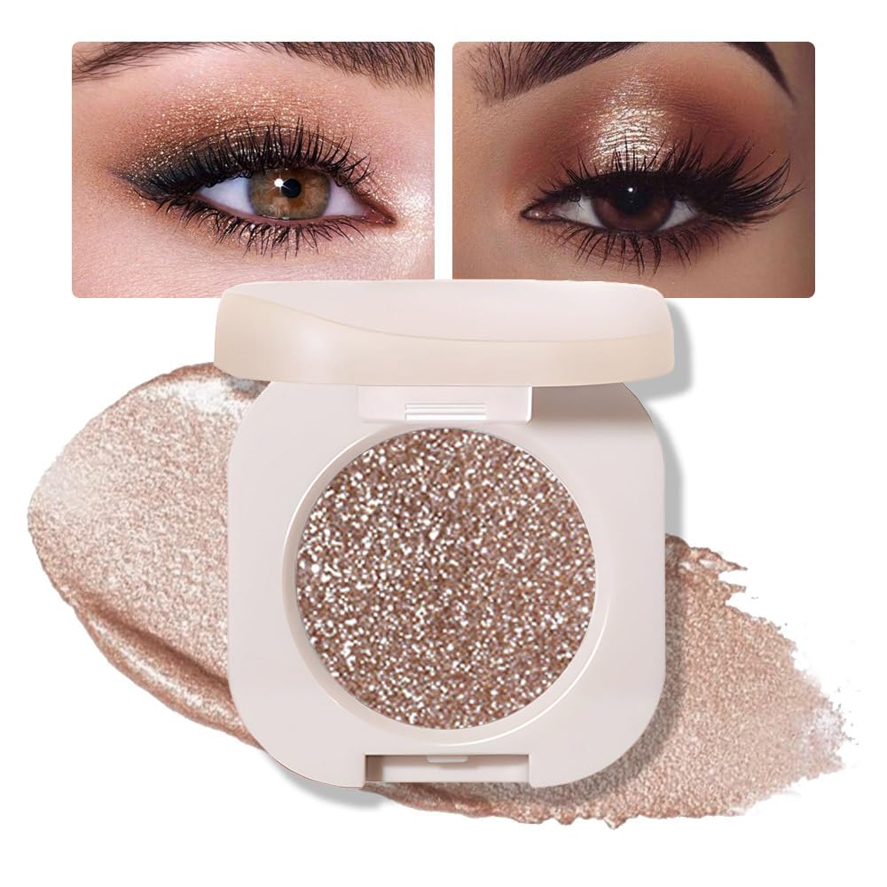 Cakaila Single Nude Gold Brown Shimmer Eyeshadow - High Pigment, Waterproof, Longwear, Blendable