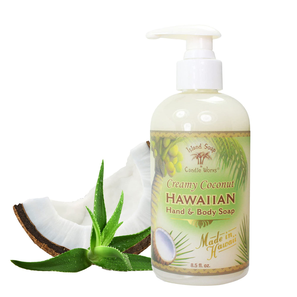 Island Soap & Candle Works Botanical Liquid Hand Soap - Vegan, Coconut, 8.5 Oz - Luxury Skincare