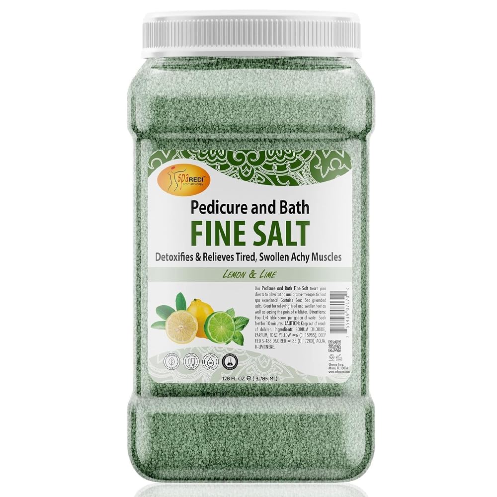 Spa Redi Detox Foot Soak Fine Salt, Lemon & Lime, 128 Oz - Hydrating Dead Sea Salts & Oils