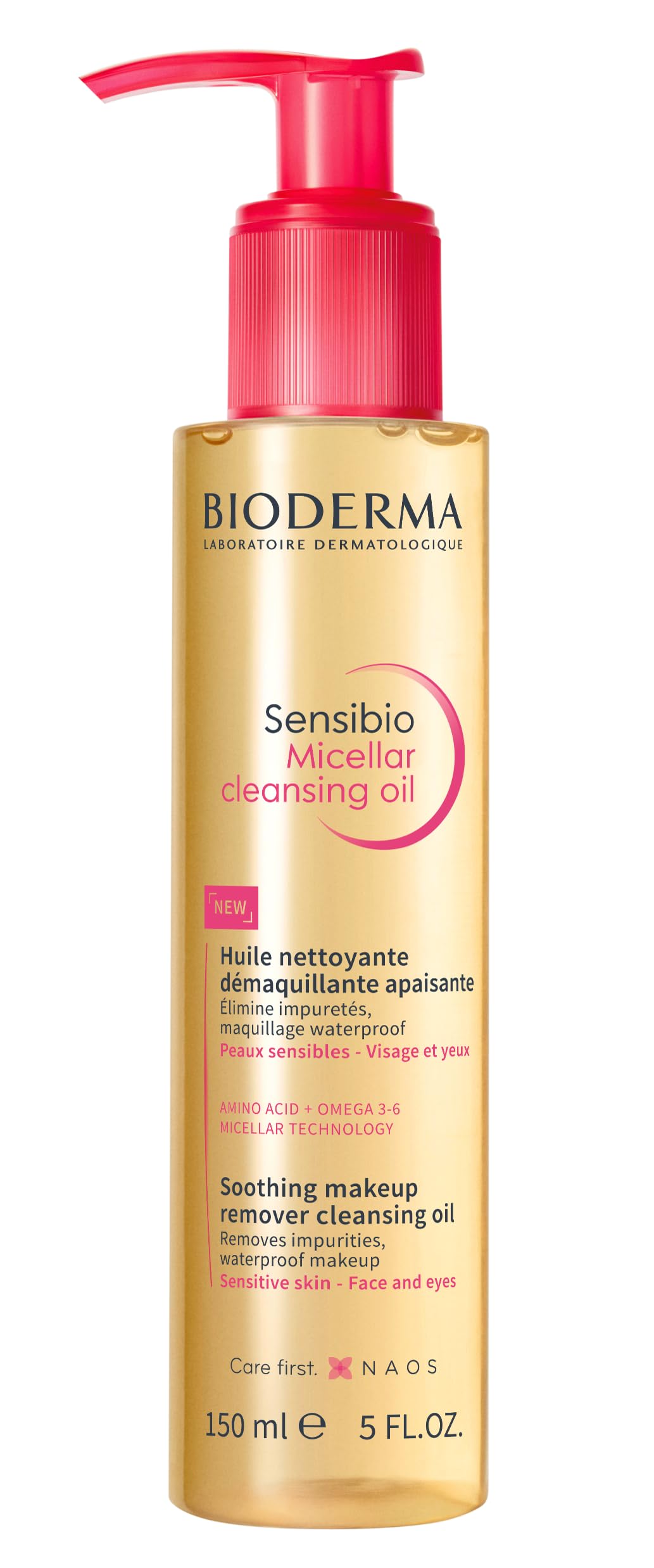 Bioderma Sensibio Micellar Cleansing Oil, Fragrance-Free, 4.98 Fl Oz, Deep Cleansing &