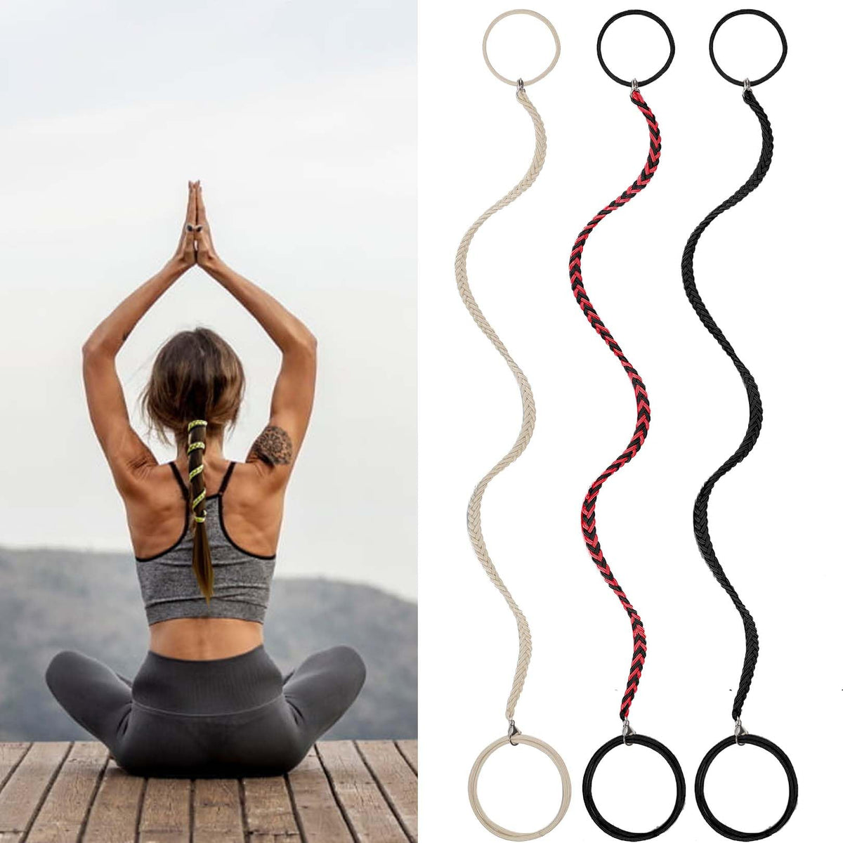 Sisyoup 3 Packs 16&quot; Ponytail Holders - No Damage Elastic Spiral Hair Ties For Sports & Water