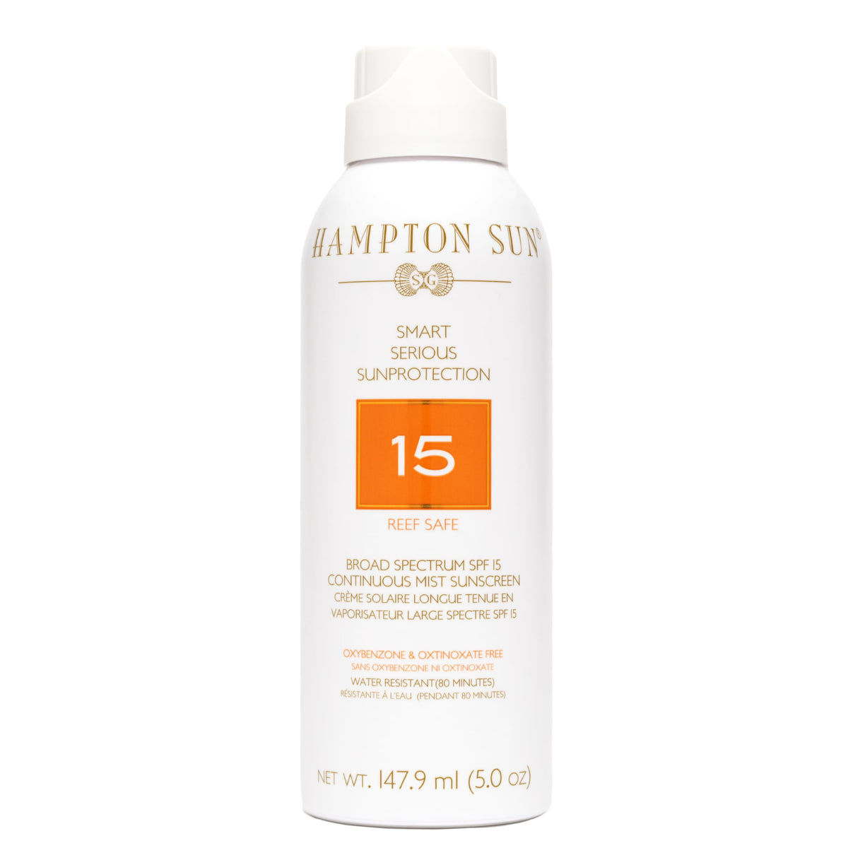 Hampton Sun Spf 15 Continuous Mist Sunscreen - Water & Sweat Resistant, Antioxidant-Rich, 5 Fl Oz