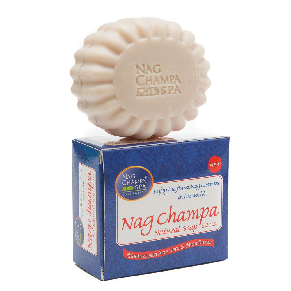 Nag Champa Spa Natural Soap - 6 Bars, 5.2 Oz Each, Ivory Color, Aromatic Luxury