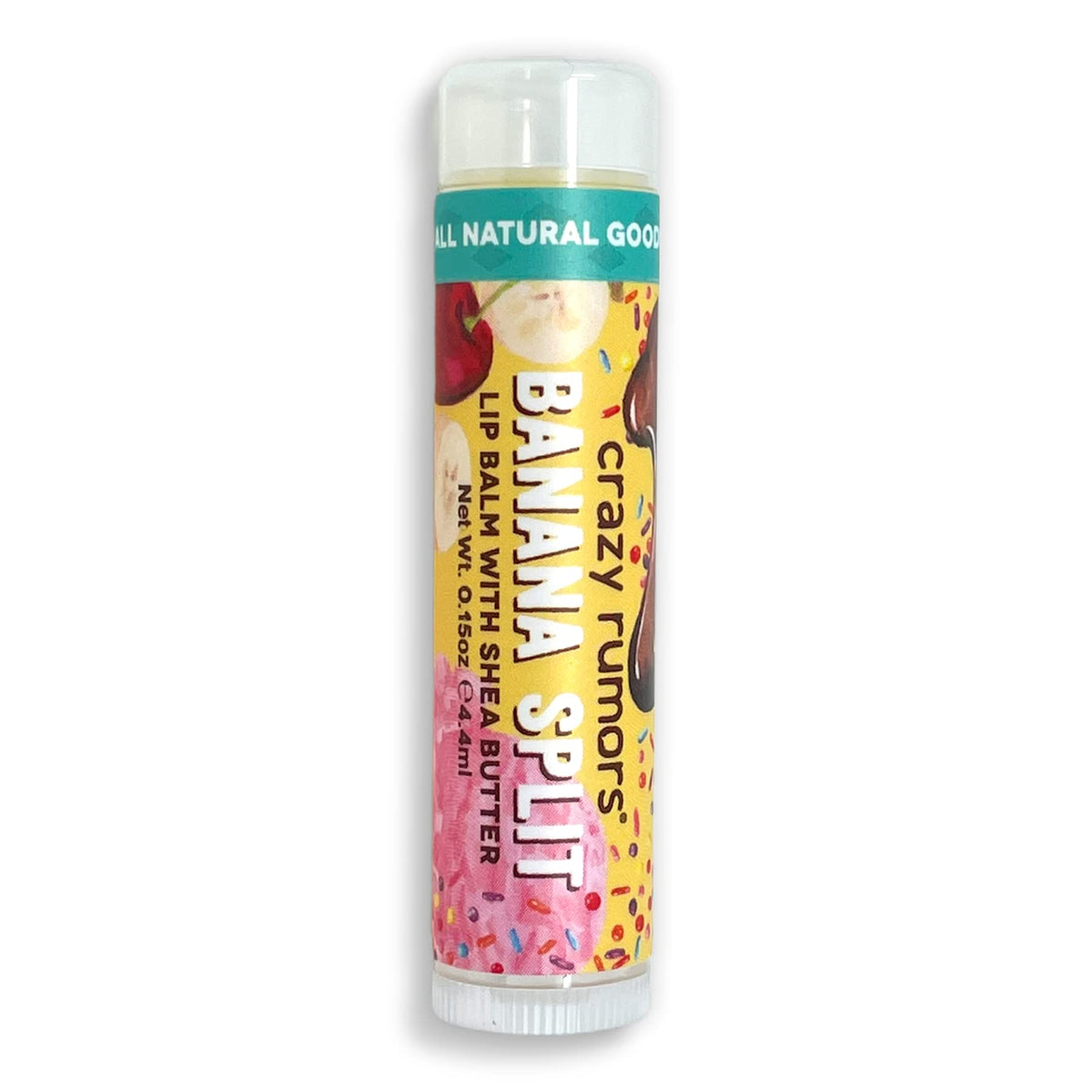 Crazy Rumors Banana Split Lip Balm - 100% Natural, Vegan, Plant-Based, Usa Made, 1-Pack