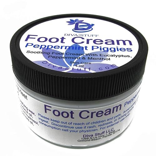 Diva Stuff Peppermint Piggies Foot Cream – Soothing Eucalyptus & Menthol, 4 Oz