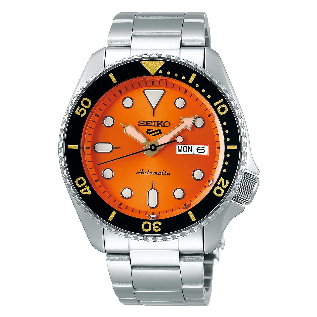 Seiko Men'S Srpd59K1 Automatic Watch, Orange Dial, Stainless Steel Strap, Metal Case