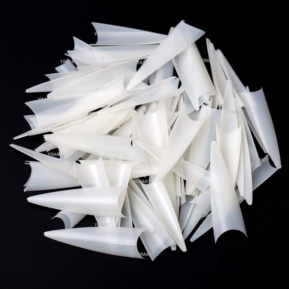 Yimart 600Pcs Natural Acrylic Stiletto Nail Tips - Sharp Coffin False Nails For Salon Use