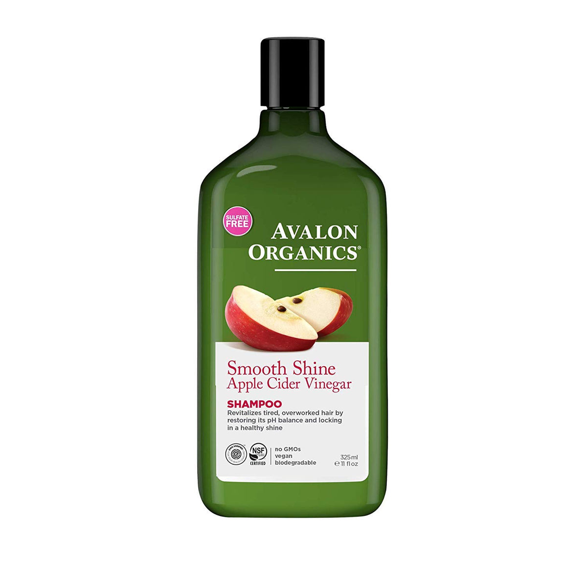 Avalon Organics Smooth Shine Apple Cider Vinegar Shampoo, 11 Oz (Pack Of 6)