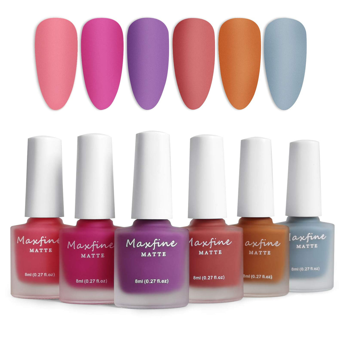 Lokfar Matte Nail Polish Set - 6 Colors Velvet Gel, Long Lasting, 8Ml Each, Waterproof Finish