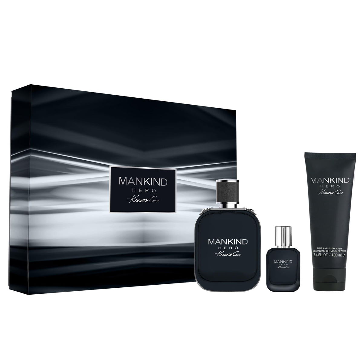 Kenneth Cole Mankind Hero Gift Set For Men - 3.4 Fl Oz Eau De Toilette & Hair/Body Wash