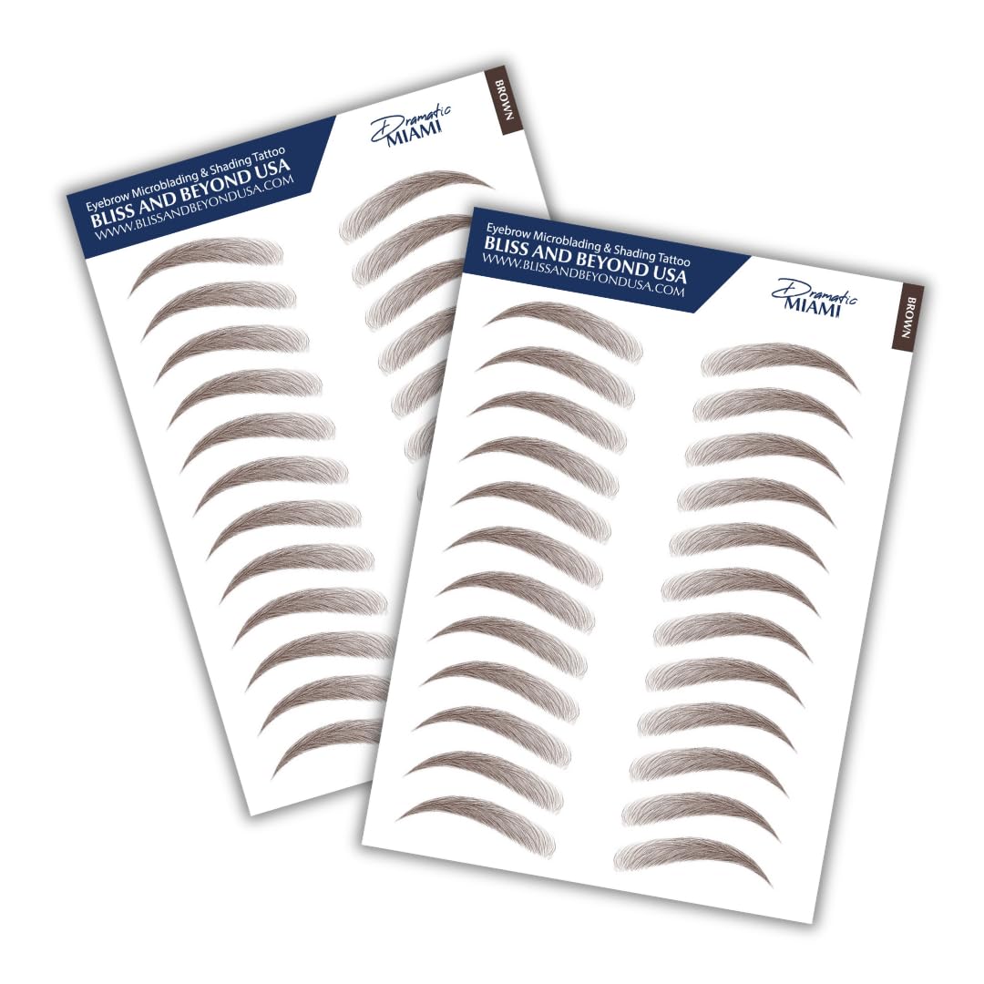 Bliss And Beyond Usa Waterproof Eyebrow Tattoo Stickers - Natural Looking, Long Lasting, Brown