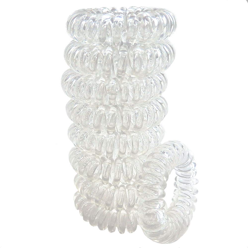 Whitebridge 9Pcs Tpu Spiral Hair Ties - Clear, Waterproof, No Crease Ponytail Holders