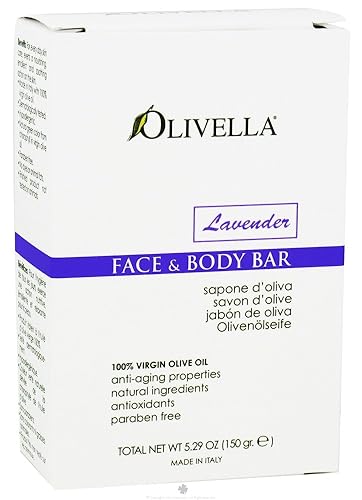 Olivella Lavender Bar Soap – 5.3 Ounce Natural Cleanser, Relaxing Scent, Moisturizing