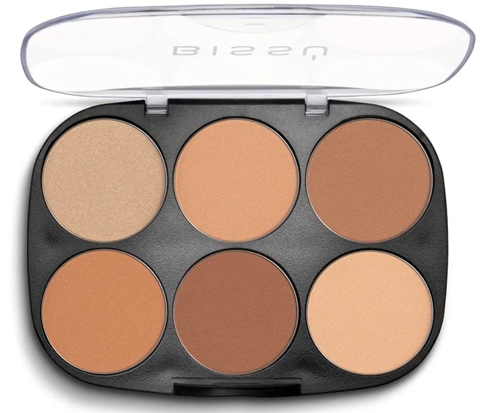 Bissú Contouring Powder Palette - 6 Colors, 02 Medium To Bronzed, Perfect For Sculpting