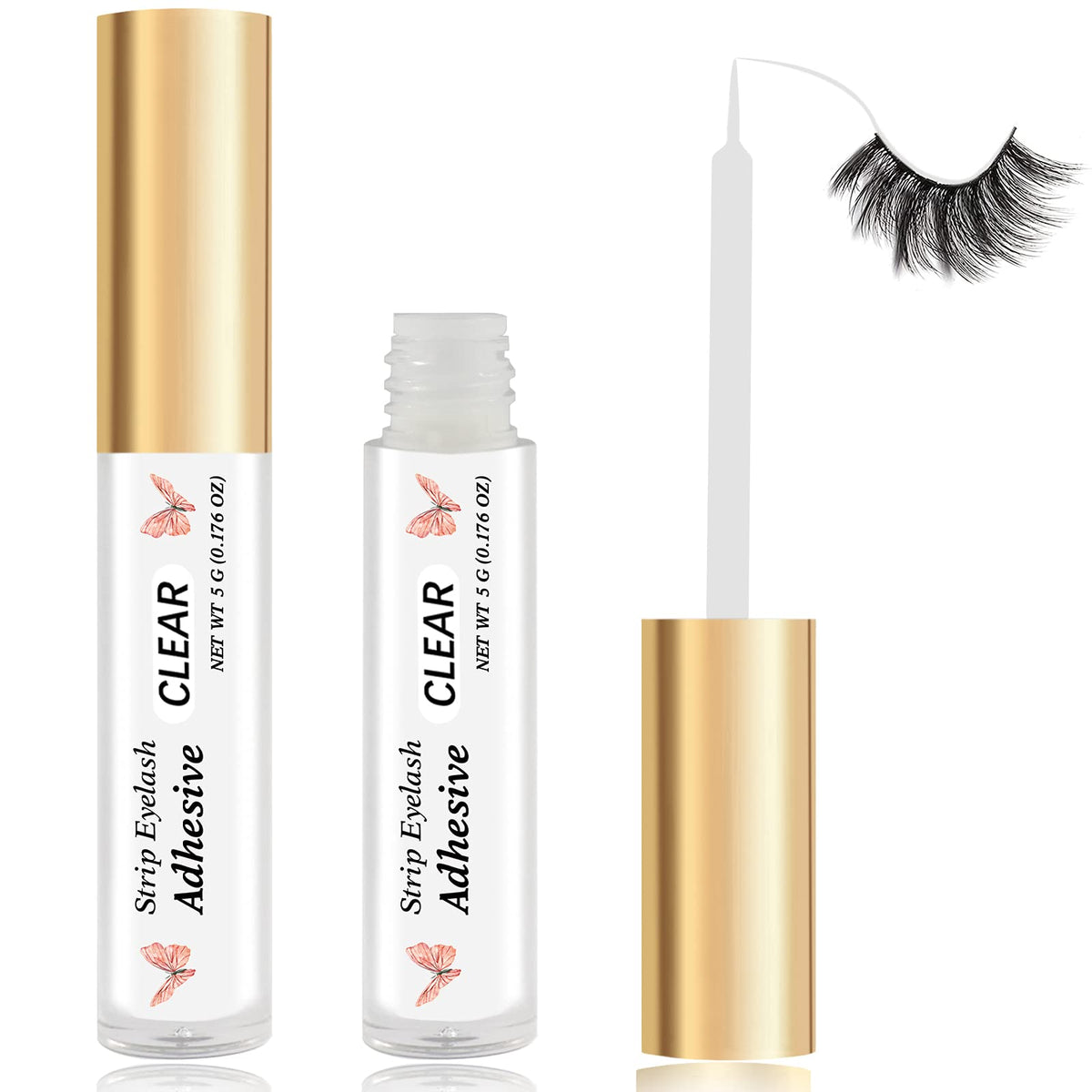 Hskie Clear Eyelash Glue - Strong, Waterproof, Latex-Free Adhesive For Sensitive Eyes, 0.18 Oz