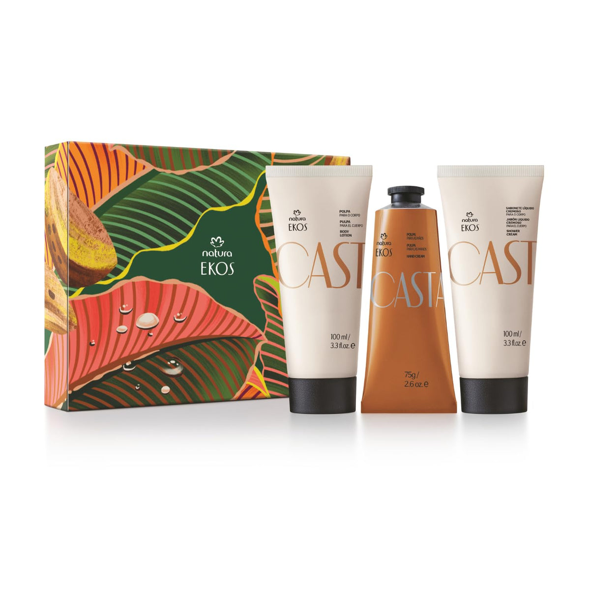 Natura Ekos Castanha Nourishing Gift Set - Vegan Shower Gel, Hand Cream, Body Lotion