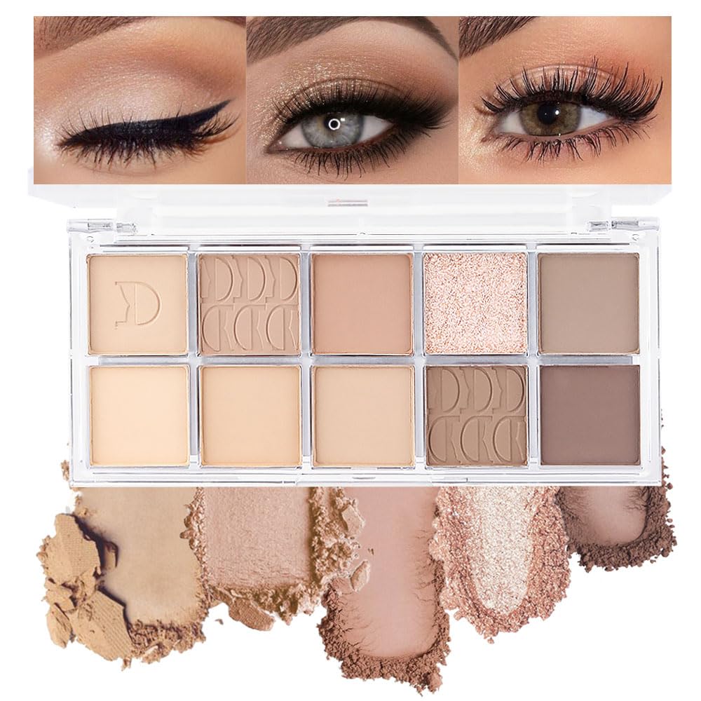 Oranot 10-Color Nude Light Brown Eyeshadow Palette - Highly Pigmented, Waterproof, Hypoallergenic