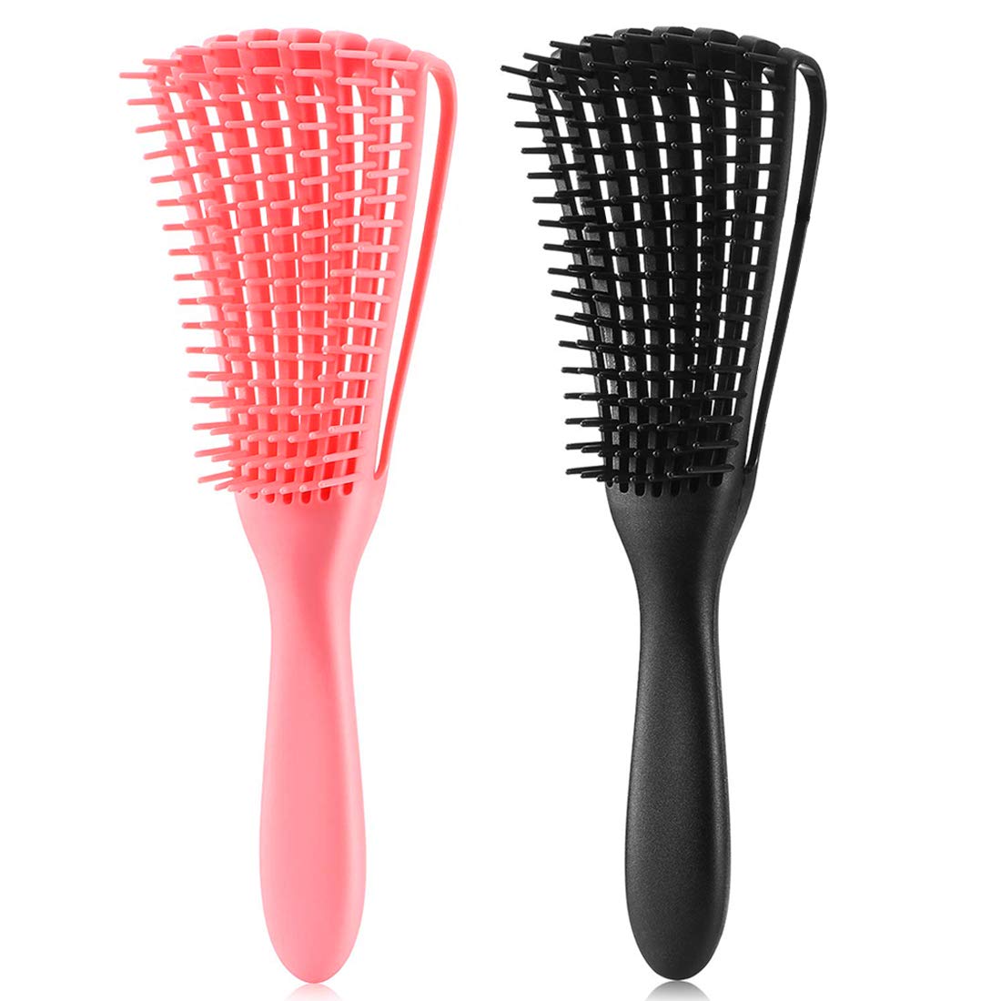 A.Dasher Detangling Brush For Afro Hair - 2 Pcs Pink-Black, Kinky Curly Coily Hair Comb