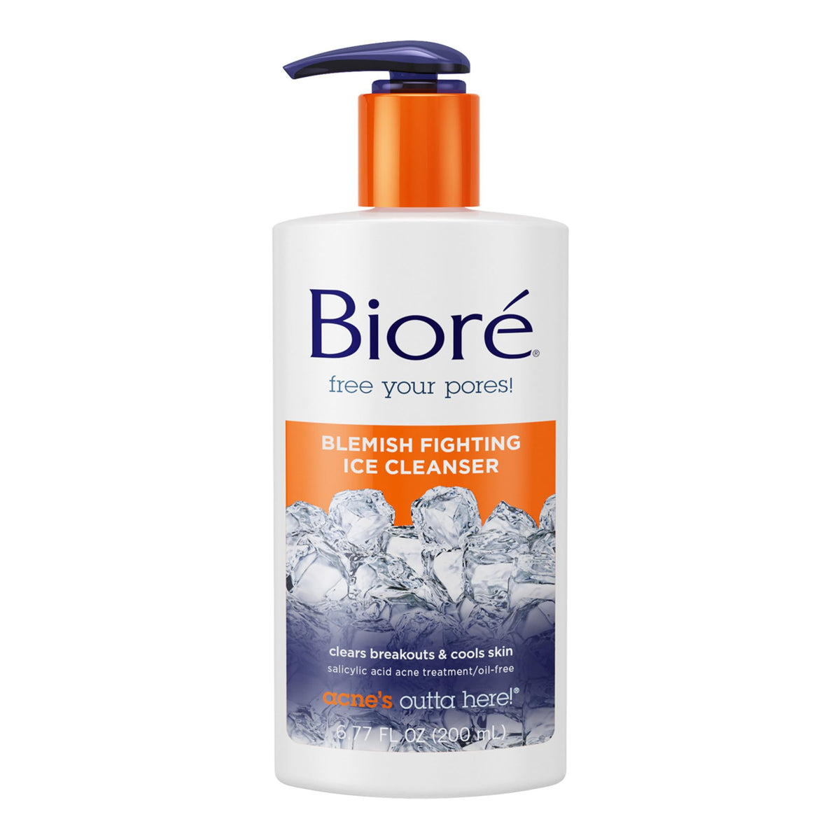 Biore Blemish Fighting Ice Cleanser With Salicylic Acid, Oil Free, 6.77 Oz