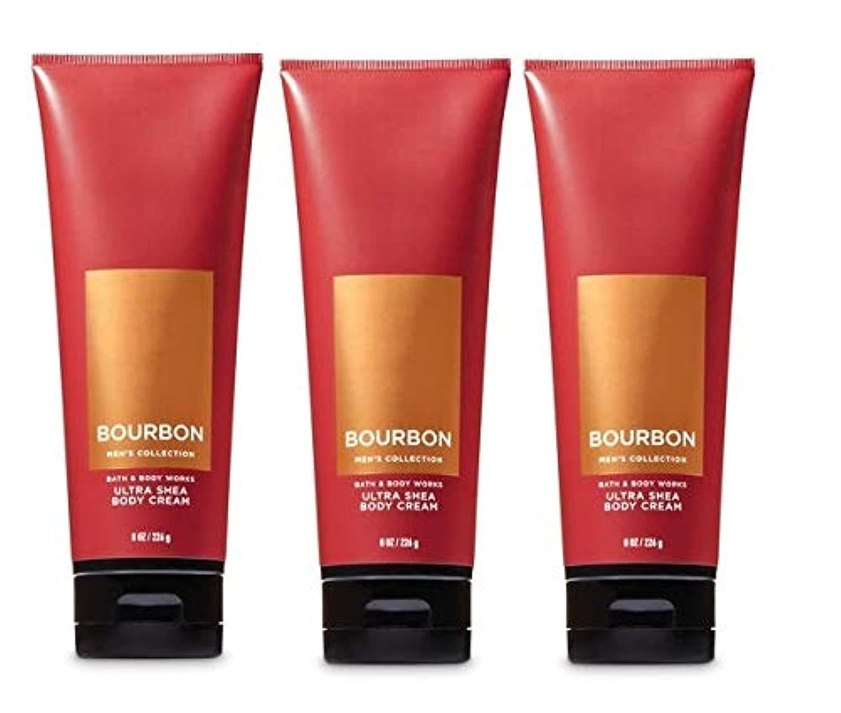 Bath & Body Works Bourbon Gift Set - 3 Ultra Shea Body Creams, 8 Oz Each, For Men