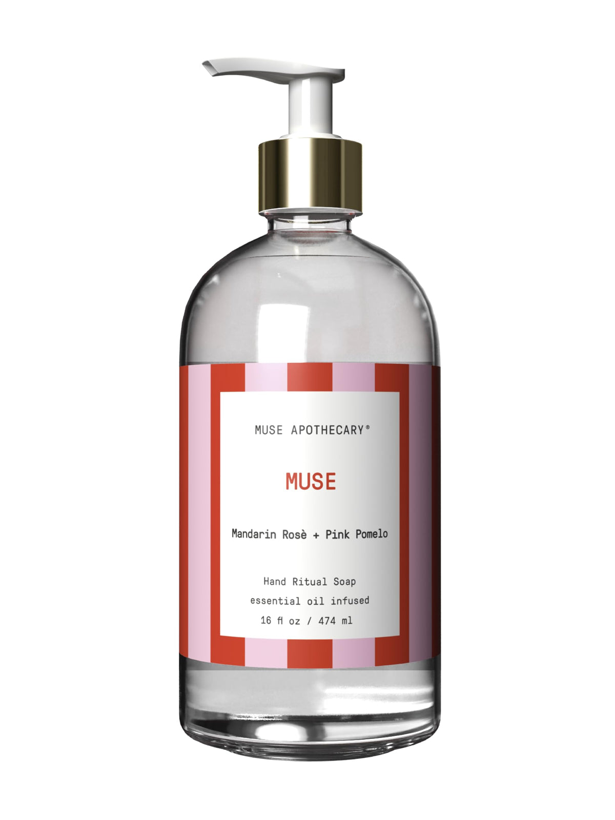 Muse Apothecary Hand Ritual Soap - Aromatic Essential Oils, Mandarin Rosè & Pink Pomelo, 16 oz