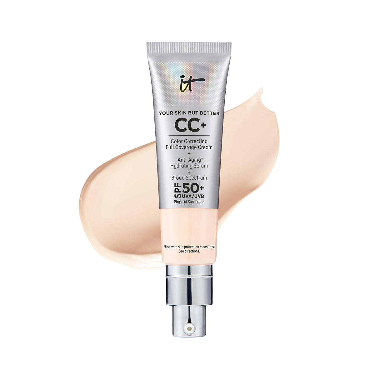 It Cosmetics Cc+ Cream Fair Beige - Full-Coverage Foundation, Hydrating Serum & Spf 50+ - 1.08 Oz