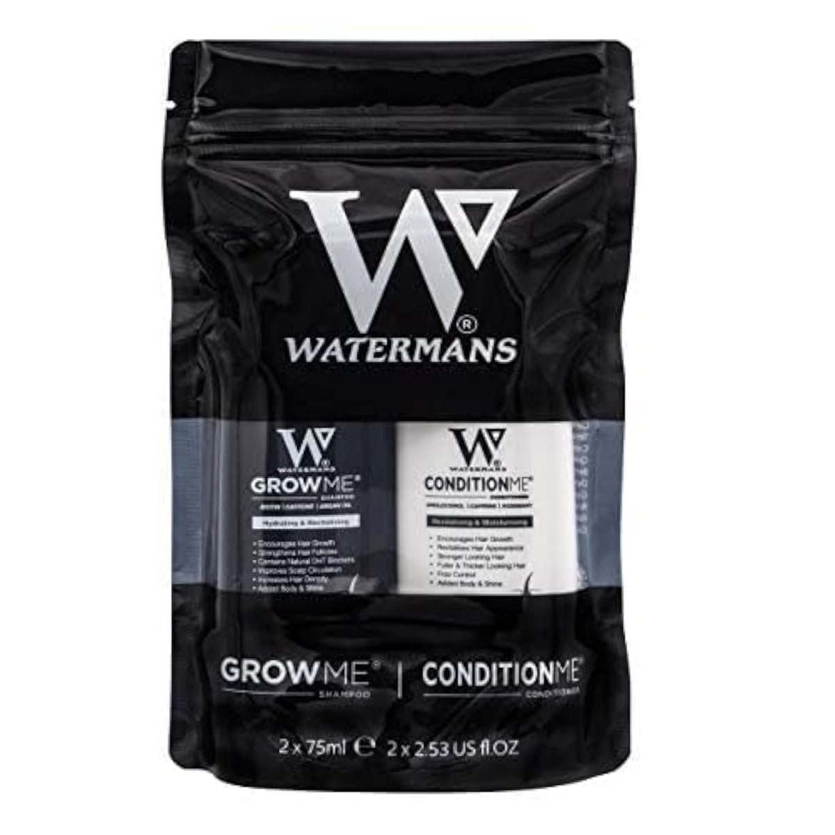 Watermans Grow Me Travel Shampoo & Conditioner Set - 1.27 Fl Oz (Pack Of 2) For Gym Bag