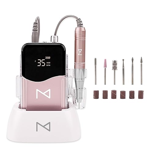 M Mase Professional Nail Drill Machine - 35000 RPM, Cordless, Brushless, Rose Gold