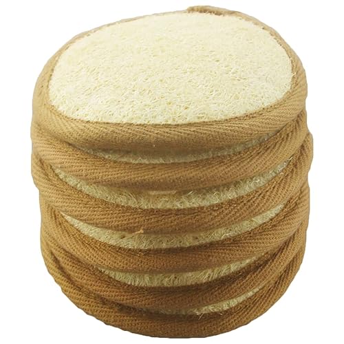 Mr.Cui'Shop 6 Pcs Natural Exfoliating Loofah Face Pads - Off White Shower Scrubber For Spa